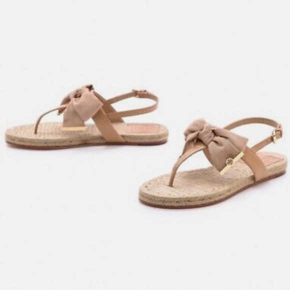 Tory Burch Penny Flat Bow Espadrille Thong Sandal - Picture 2 of 10